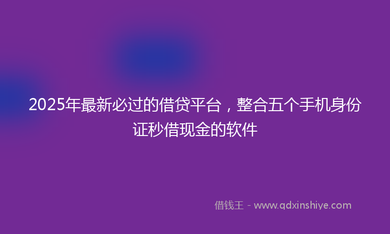 2025年最新必过的借贷平台，整合五个手机身份证秒借现金的软件