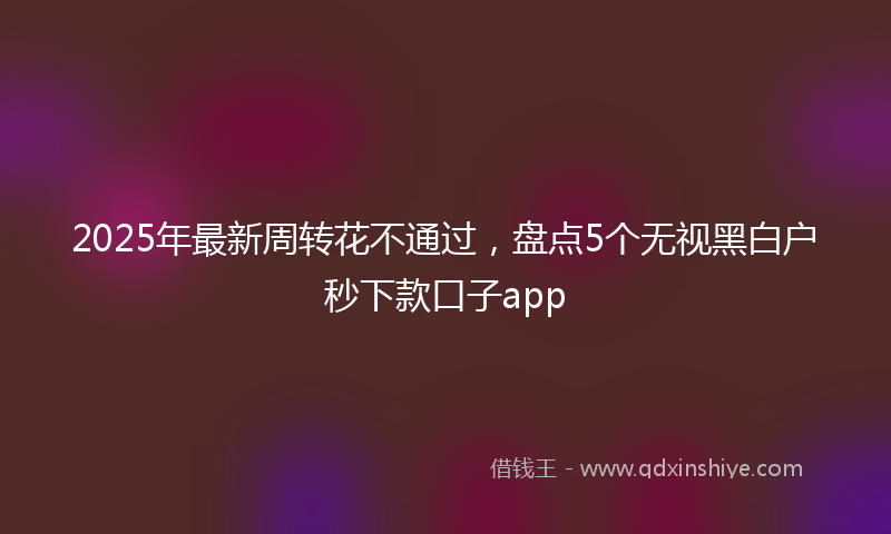 2025年最新周转花不通过，盘点5个无视黑白户秒下款口子app