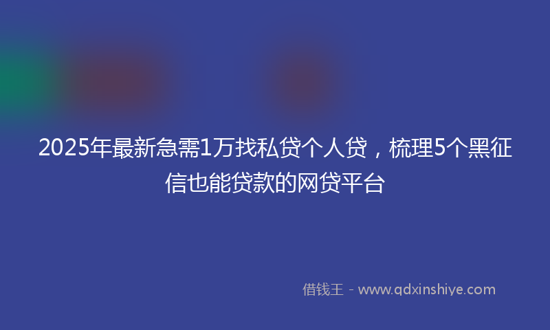 2025年最新急需1万找私贷个人贷，梳理5个黑征信也能贷款的网贷平台
