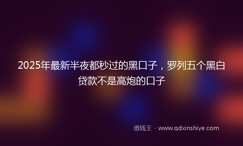 2025年最新半夜都秒过的黑口子，罗列五个黑白贷款不是高炮的口子