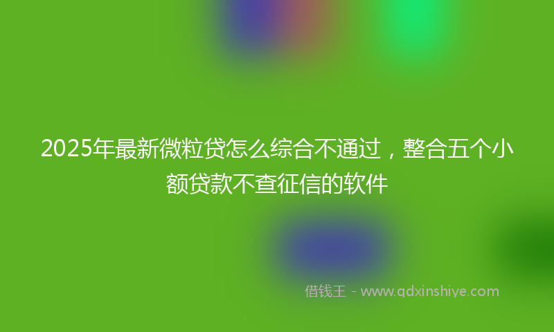 2025年最新微粒贷怎么综合不通过，整合五个小额贷款不查征信的软件