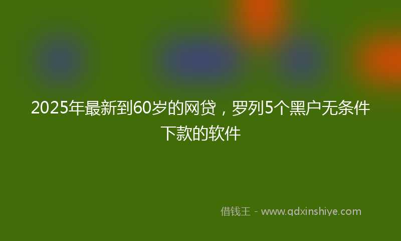 2025年最新到60岁的网贷，罗列5个黑户无条件下款的软件
