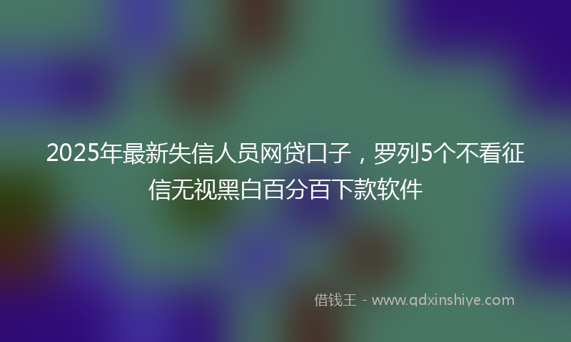 2025年最新失信人员网贷口子，罗列5个不看征信无视黑白百分百下款软件