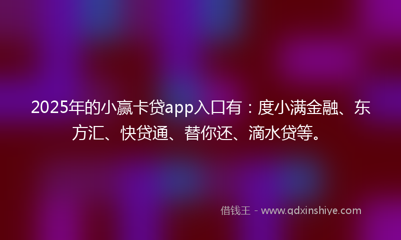 2025年的小赢卡贷app入口有：度小满金融、东方汇、快贷通、替你还、滴水贷等。