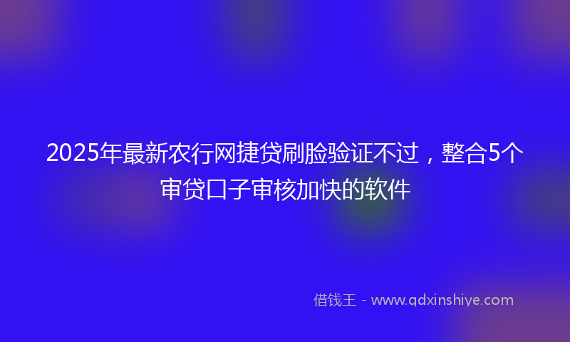 2025年最新农行网捷贷刷脸验证不过，整合5个审贷口子审核加快的软件
