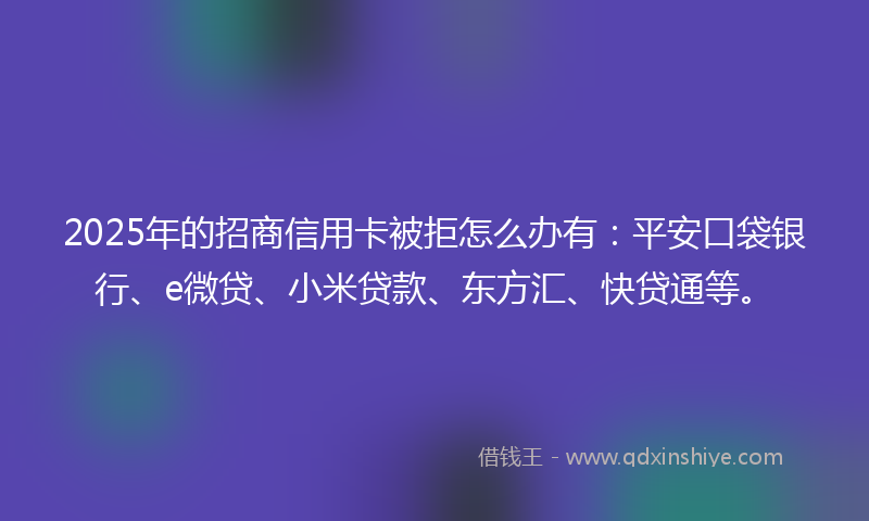2025年的招商信用卡被拒怎么办有：平安口袋银行、e微贷、小米贷款、东方汇、快贷通等。