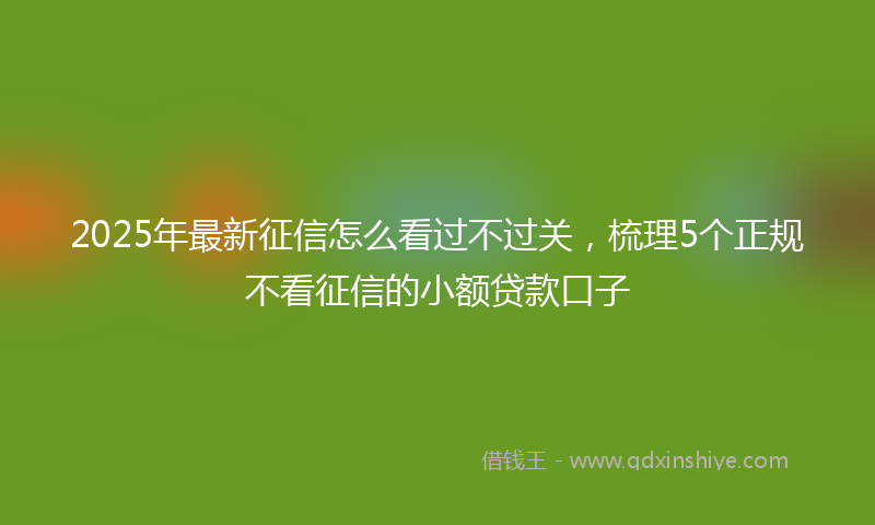 2025年最新征信怎么看过不过关，梳理5个正规不看征信的小额贷款口子