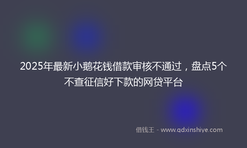 2025年最新小鹅花钱借款审核不通过，盘点5个不查征信好下款的网贷平台