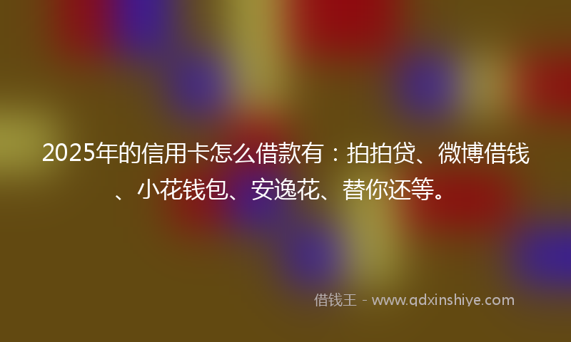 2025年的信用卡怎么借款有：拍拍贷、微博借钱、小花钱包、安逸花、替你还等。