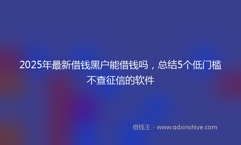 2025年最新借钱黑户能借钱吗，总结5个低门槛不查征信的软件