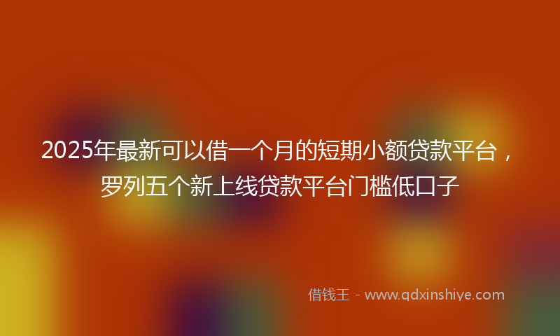 2025年最新可以借一个月的短期小额贷款平台，罗列五个新上线贷款平台门槛低口子