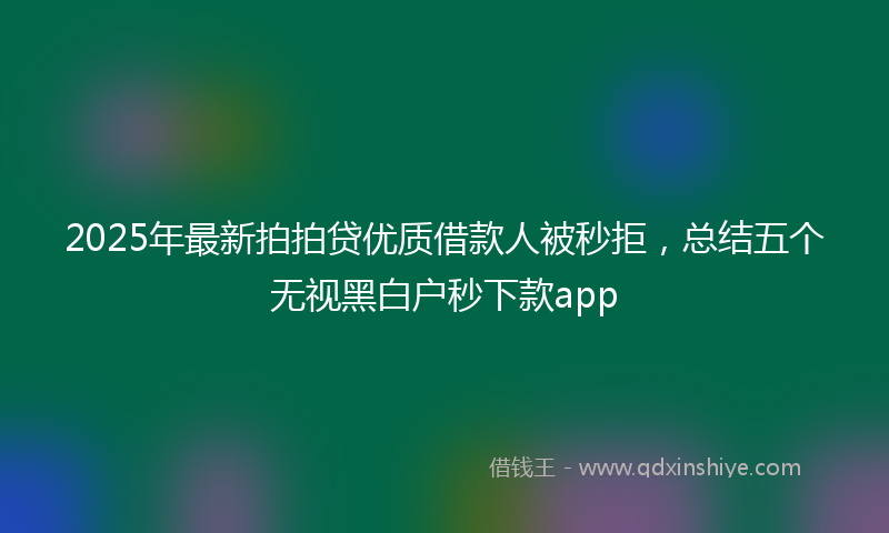 2025年最新拍拍贷优质借款人被秒拒，总结五个无视黑白户秒下款app