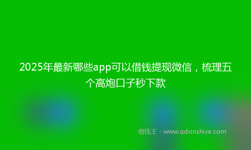2025年最新哪些app可以借钱提现微信，梳理五个高炮口子秒下款