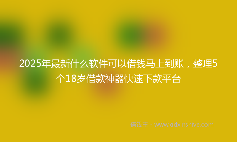 2025年最新什么软件可以借钱马上到账，整理5个18岁借款神器快速下款平台