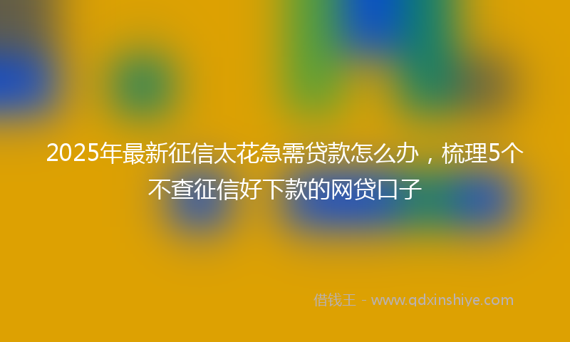 2025年最新征信太花急需贷款怎么办，梳理5个不查征信好下款的网贷口子