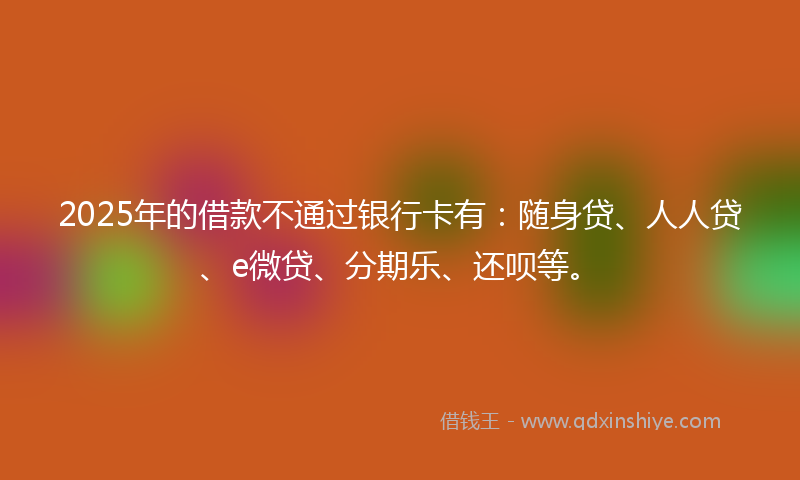 2025年的借款不通过银行卡有：随身贷、人人贷、e微贷、分期乐、还呗等。