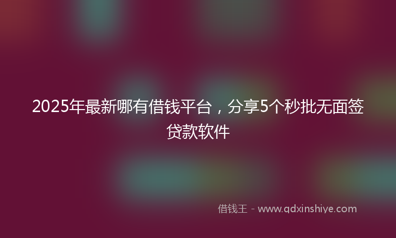 2025年最新哪有借钱平台，分享5个秒批无面签贷款软件