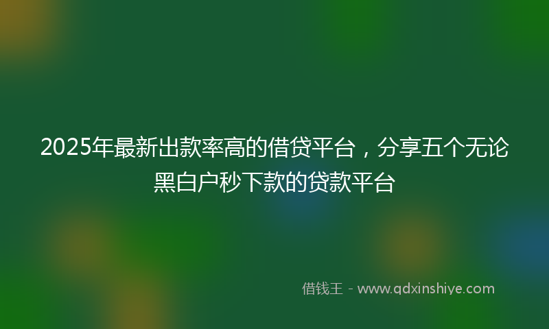 2025年最新出款率高的借贷平台，分享五个无论黑白户秒下款的贷款平台