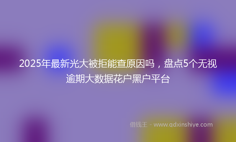 2025年最新光大被拒能查原因吗，盘点5个无视逾期大数据花户黑户平台