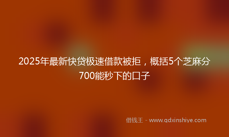 2025年最新快贷极速借款被拒，概括5个芝麻分700能秒下的口子