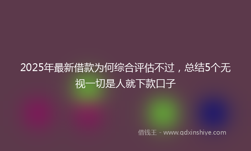 2025年最新借款为何综合评估不过，总结5个无视一切是人就下款口子