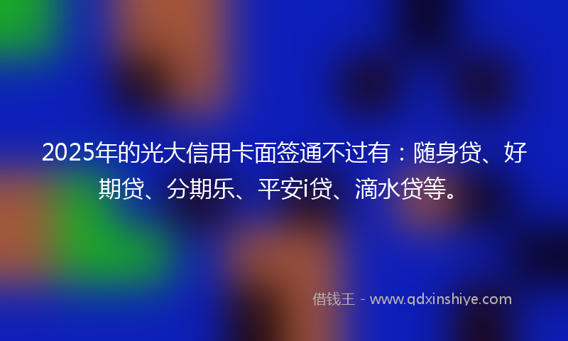 2025年的光大信用卡面签通不过有：随身贷、好期贷、分期乐、平安i贷、滴水贷等。