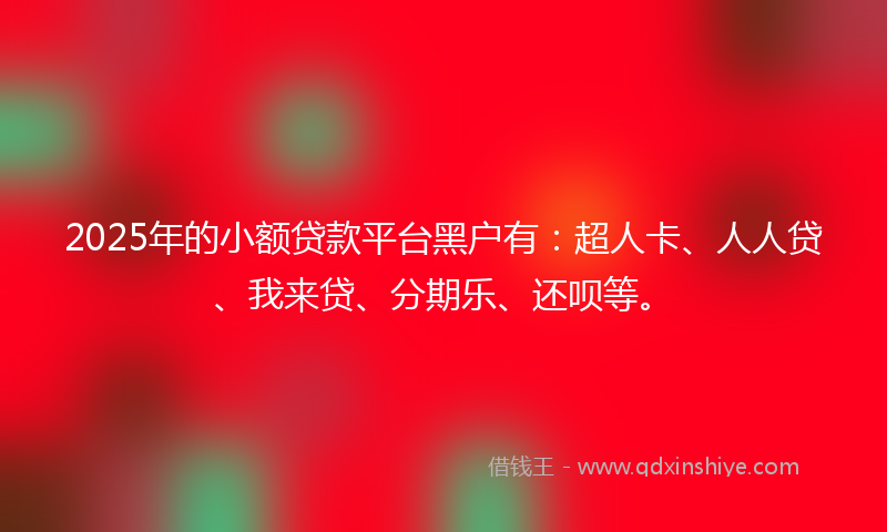 2025年的小额贷款平台黑户有：超人卡、人人贷、我来贷、分期乐、还呗等。