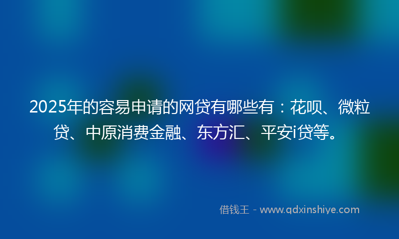 2025年的容易申请的网贷有哪些有：花呗、微粒贷、中原消费金融、东方汇、平安i贷等。