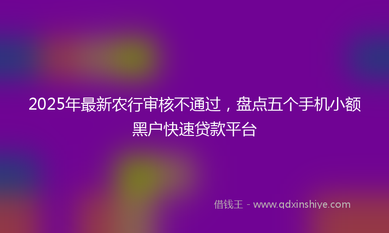 2025年最新农行审核不通过，盘点五个手机小额黑户快速贷款平台