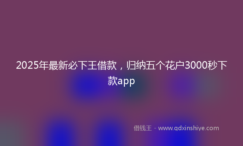 2025年最新必下王借款，归纳五个花户3000秒下款app