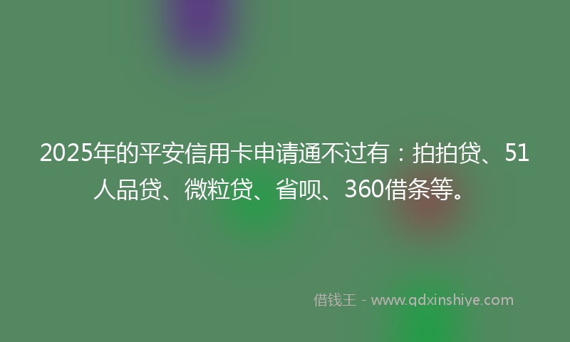 2025年的平安信用卡申请通不过有：拍拍贷、51人品贷、微粒贷、省呗、360借条等。