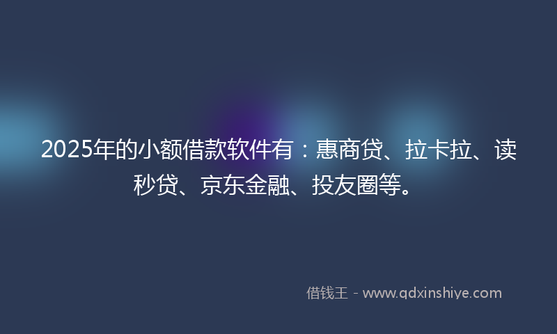 2025年的小额借款软件有：惠商贷、拉卡拉、读秒贷、京东金融、投友圈等。