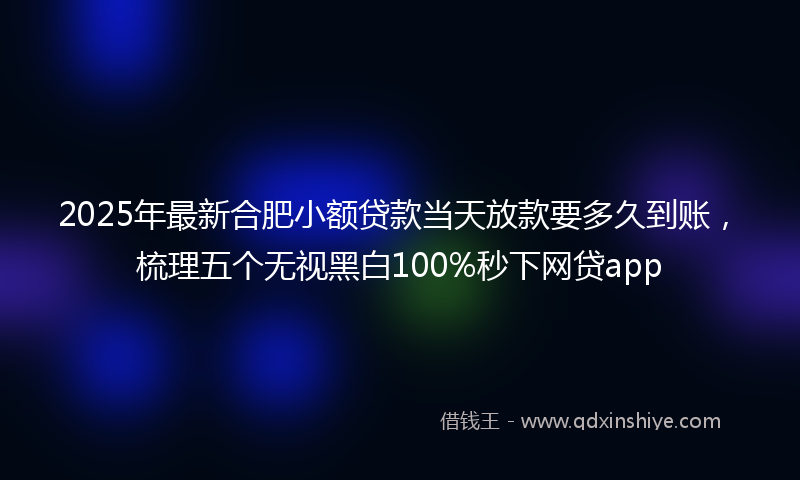 2025年最新合肥小额贷款当天放款要多久到账，梳理五个无视黑白100%秒下网贷app