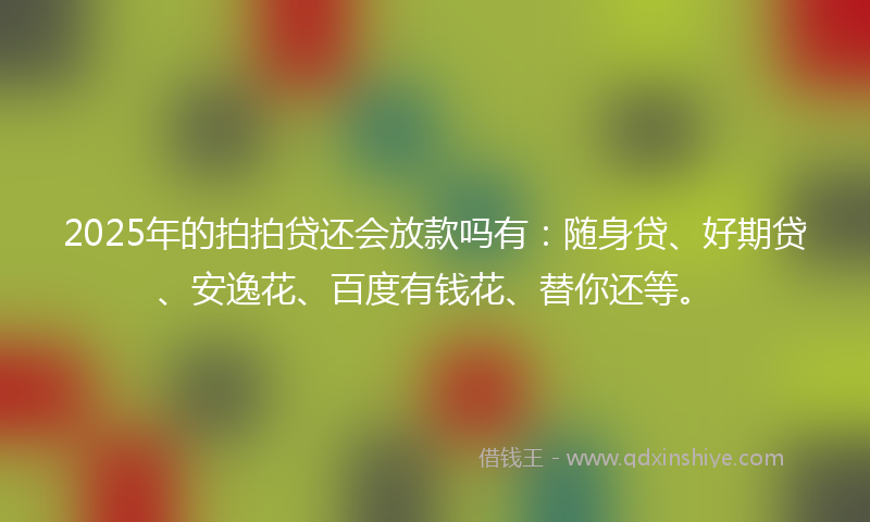 2025年的拍拍贷还会放款吗有：随身贷、好期贷、安逸花、百度有钱花、替你还等。
