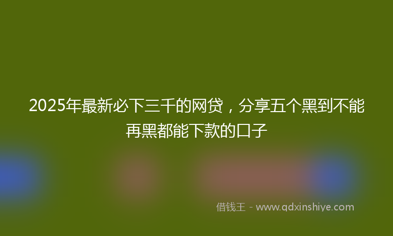 2025年最新必下三千的网贷，分享五个黑到不能再黑都能下款的口子
