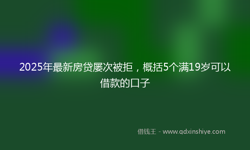 2025年最新房贷屡次被拒，概括5个满19岁可以借款的口子