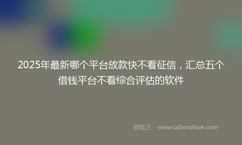 2025年最新哪个平台放款快不看征信，汇总五个借钱平台不看综合评估的软件
