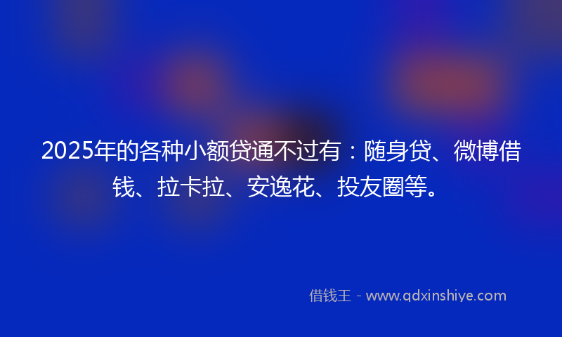 2025年的各种小额贷通不过有：随身贷、微博借钱、拉卡拉、安逸花、投友圈等。