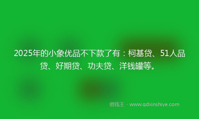 2025年的小象优品不下款了有：柯基贷、51人品贷、好期贷、功夫贷、洋钱罐等。