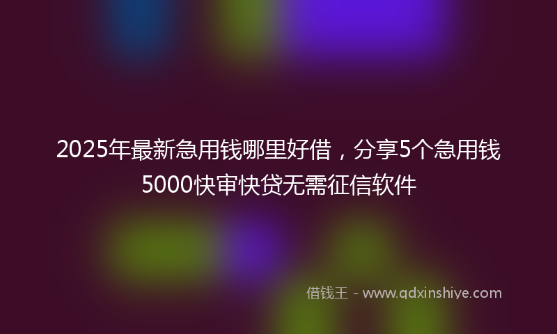 2025年最新急用钱哪里好借，分享5个急用钱5000快审快贷无需征信软件