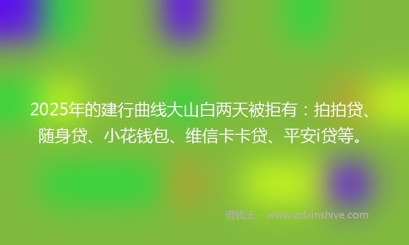 2025年的建行曲线大山白两天被拒有：拍拍贷、随身贷、小花钱包、维信卡卡贷、平安i贷等。