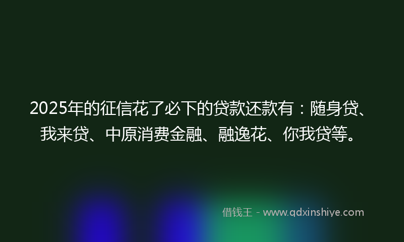 2025年的征信花了必下的贷款还款有：随身贷、我来贷、中原消费金融、融逸花、你我贷等。