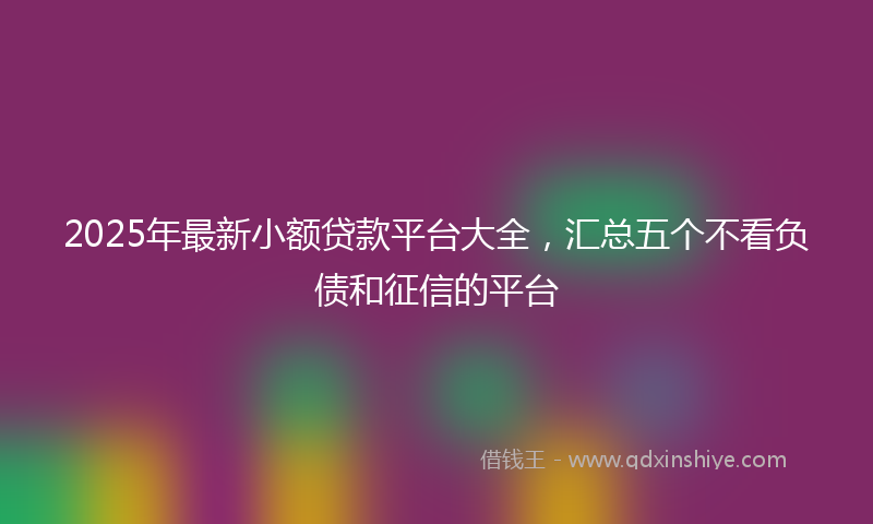 2025年最新小额贷款平台大全，汇总五个不看负债和征信的平台