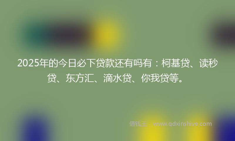 2025年的今日必下贷款还有吗有：柯基贷、读秒贷、东方汇、滴水贷、你我贷等。