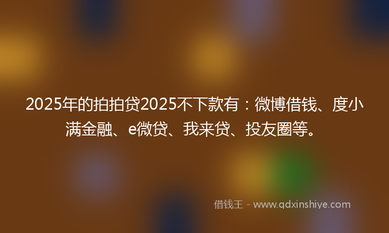 2025年的拍拍贷2025不下款有：微博借钱、度小满金融、e微贷、我来贷、投友圈等。