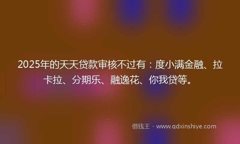 2025年的天天贷款审核不过有：度小满金融、拉卡拉、分期乐、融逸花、你我贷等。