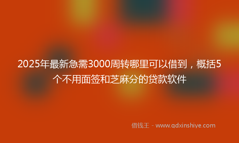 2025年最新急需3000周转哪里可以借到，概括5个不用面签和芝麻分的贷款软件