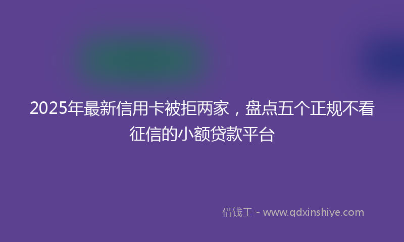 2025年最新信用卡被拒两家，盘点五个正规不看征信的小额贷款平台