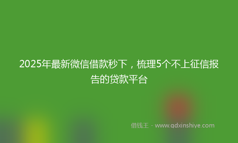 2025年最新微信借款秒下，梳理5个不上征信报告的贷款平台