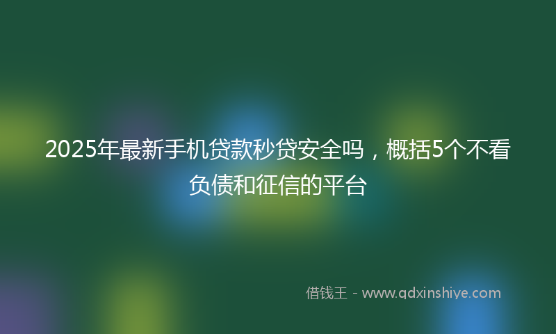 2025年最新手机贷款秒贷安全吗，概括5个不看负债和征信的平台